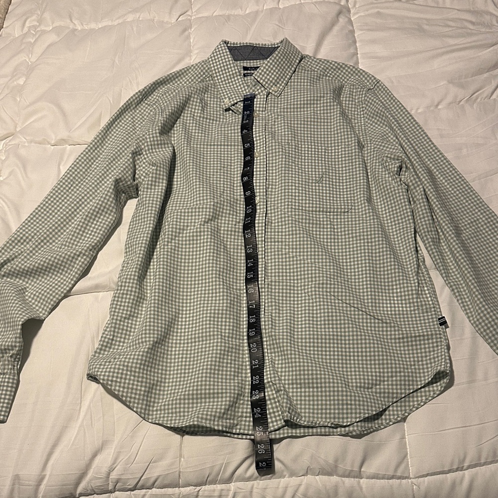 Nautica Men's Light Green Checkered Shirt